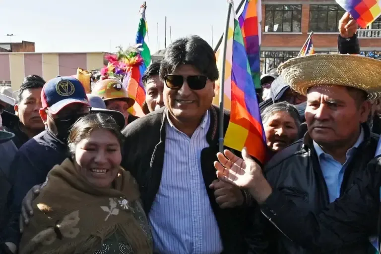 Former Bolivian president Evo Morales participates in a protest march on August 25, 2022. (Photo by Aizar RALDES / AFP).