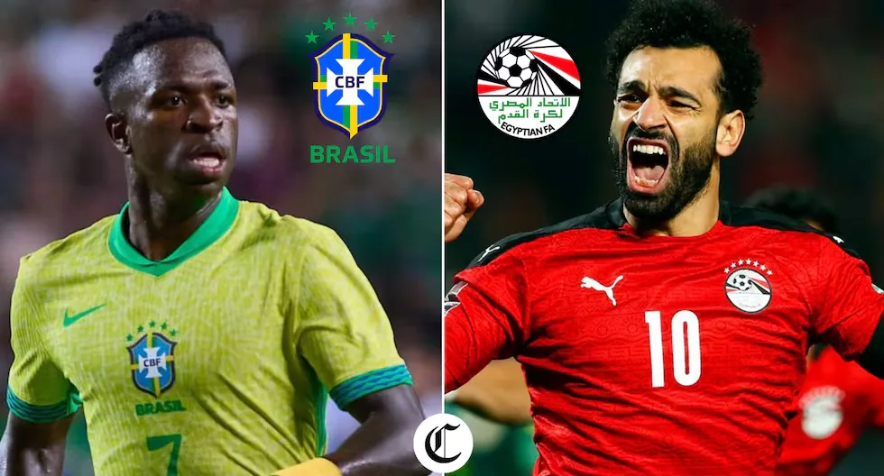 Which TV channels broadcast the Brazil vs Egypt match FOR FREE and at what time does the friendly ONLINE start?