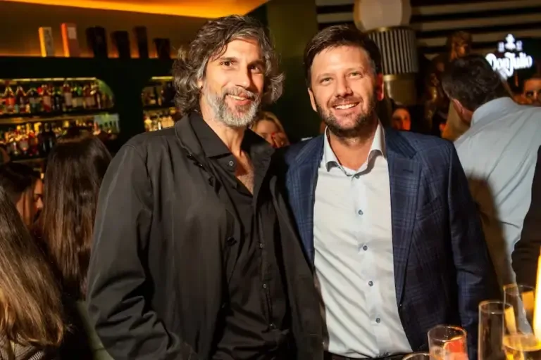 Clifford Day and Emilio Rodríguez Larraín meet at the inauguration of the new restaurant-bar Sátiro, in San Isidro.