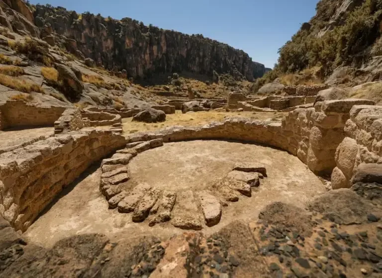 The stone constructions and various enclosures found in the archaeological complex reflect the ceremonial, political, and territorial role this space would have played during pre-Hispanic times. (Photo: National Geographic).