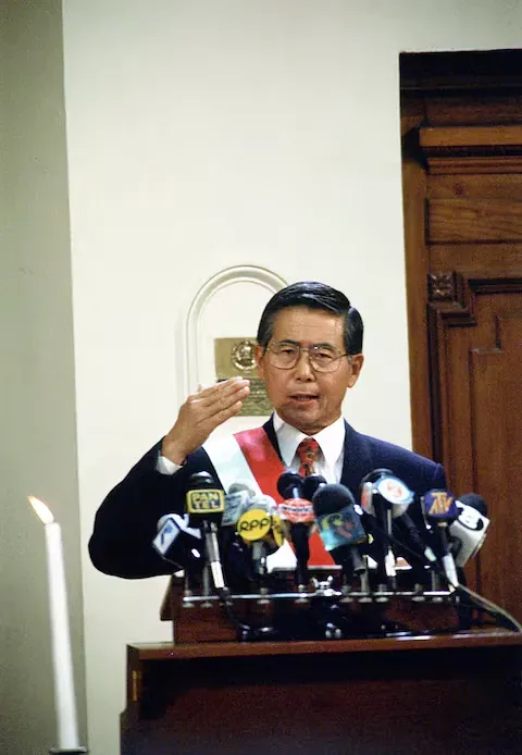 El presidente Alberto Fujimori en su discurso del 28 de julio de 1995, comenzando su segundo periodo. (Foto: Archivo Histórico de El Comercio / Lino Chipana)