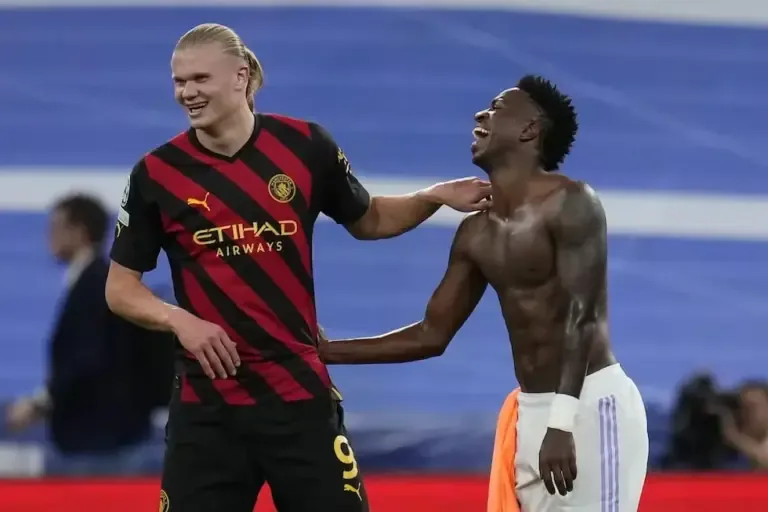 Haaland y Vinicius y la memorable reacción al icónico video meme de “¿Y dónde están las rubias?”