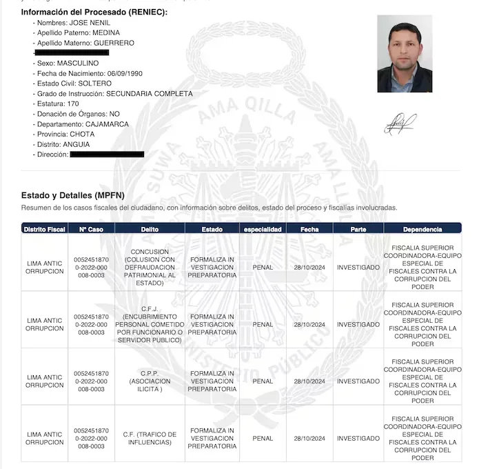 Investigations against José Nenil continue at the Public Ministry.