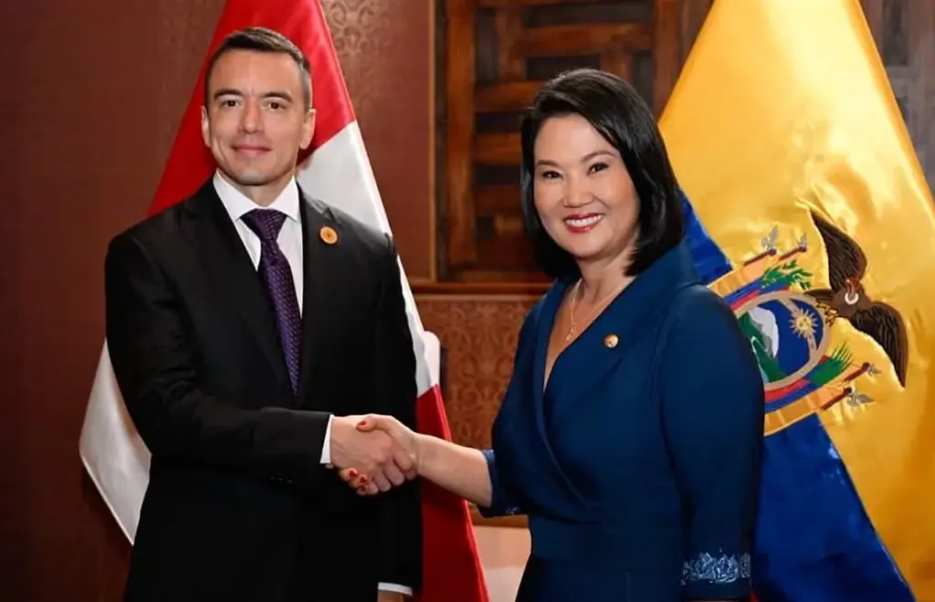 Image of the meeting between Keiko Fujimori and the president of Ecuador, Daniel Noboa | Photo: Ministry of Foreign Affairs