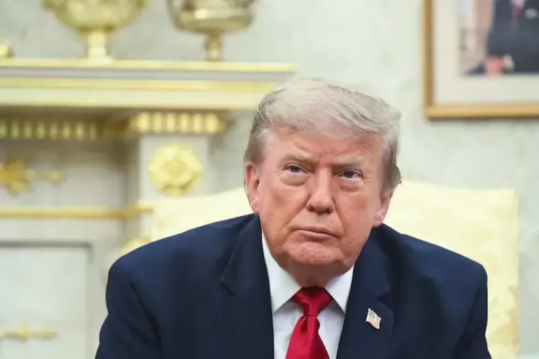 The President of the United States Donald Trump speaks during a meeting with Iraqi Prime Minister Ali al-Zaidi on July 14, 2026. (Photo by SAUL LOEB / AFP).