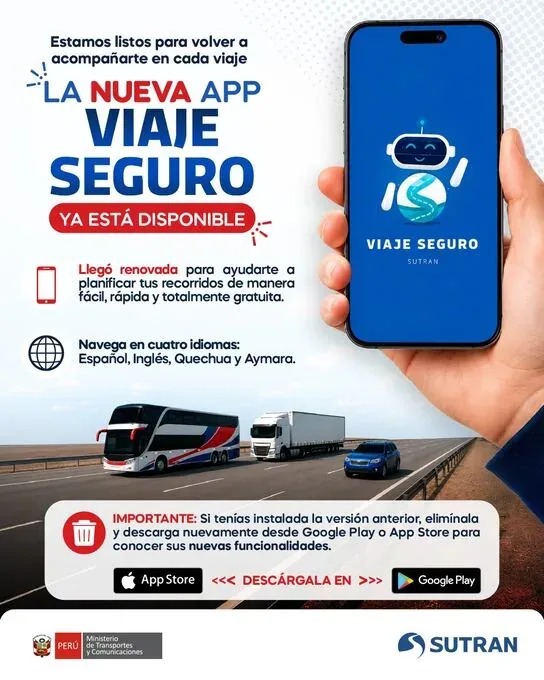 Sutran launched a mobile app that will allow citizens to access real-time information about road conditions. (Photo: Facebook release - SUTRAN).