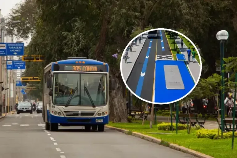 This is how the Bidirectional Lane of the Blue Corridor on Arequipa Avenue will work. Photo: composition/ATU