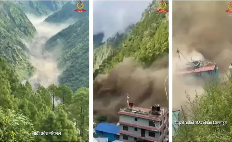 The moment of the sudden flood in Nepal. (Video capture).