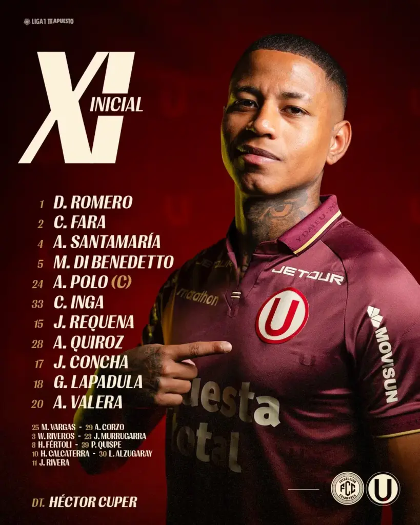 Starting eleven of Universitario.