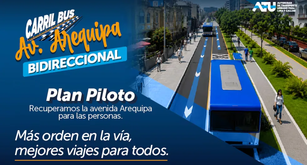 When does the pilot plan for the Bidirectional Lane on Av Arequipa of the Blue Corridor start?