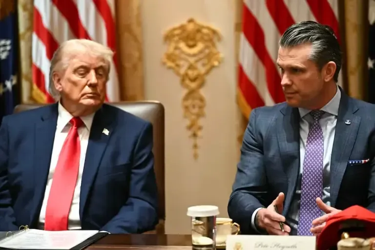 U.S. President Donald Trump listens to Secretary of Defense Pete Hegseth during a cabinet meeting in the White House Cabinet Room in Washington, DC, on May 27, 2026. (Kent NISHIMURA / AFP)