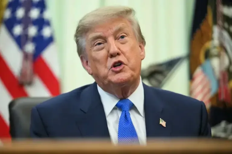 U.S. President Donald Trump speaks before signing an executive order demanding more research and flexibility on vaccines on August 10, 2026. (Photo by Jim Watson / AFP).
