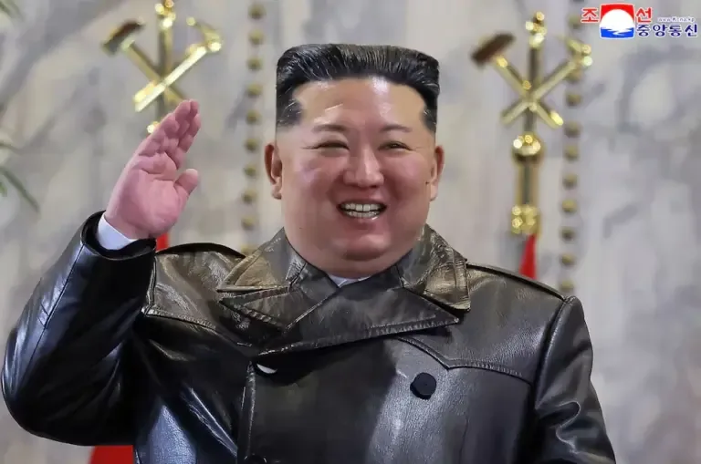 North Korean leader Kim Jong-un attending the military parade to commemorate the IX Congress of the Workers' Party of Korea at Kim Il-sung Square in Pyongyang. (Photo by KCNA VIA KNS / AFP).