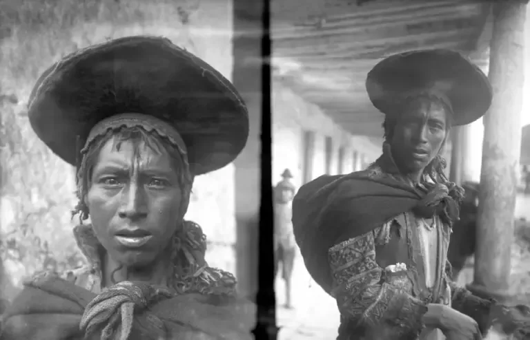 Indigenous person in a doorway in an undated portrait by César Meza. A divulgative publication will allow the dissemination of part of the photographic material of the Andean Photographic Archive. (Andean Photographic Archive / CBC)