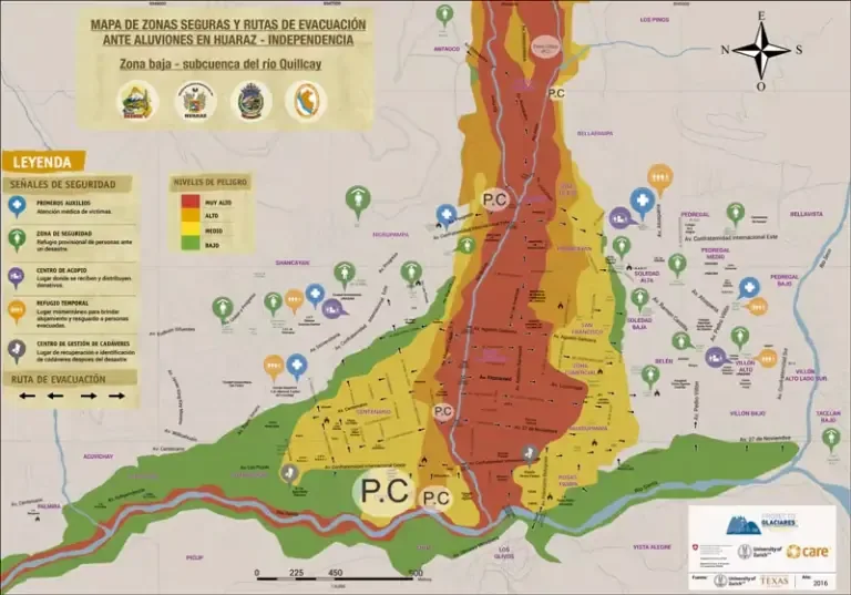 The hazard map was created by experts from the Universities of Zurich and Texas. Image: Glaciers Project.