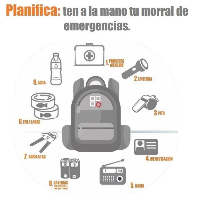 Funvisis recomienda siempre tener un morral de emergencia.