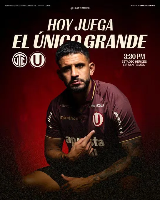 This is how Universitario announces today's match against UTC.