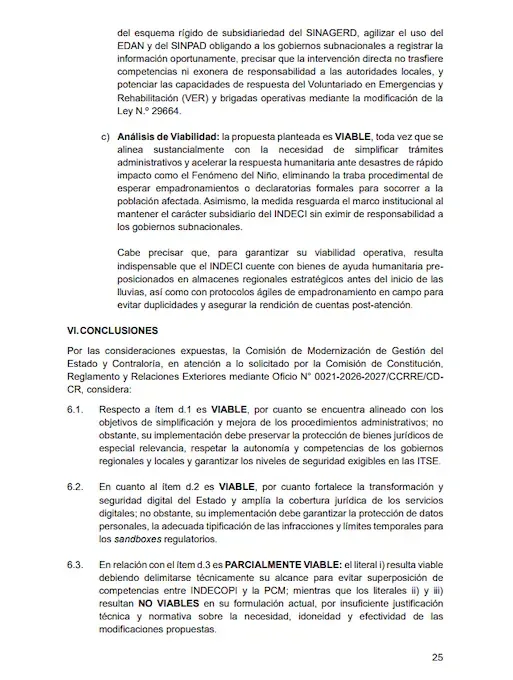 Advisory report of the Modernization Commission concludes to partially grant powers to the Executive