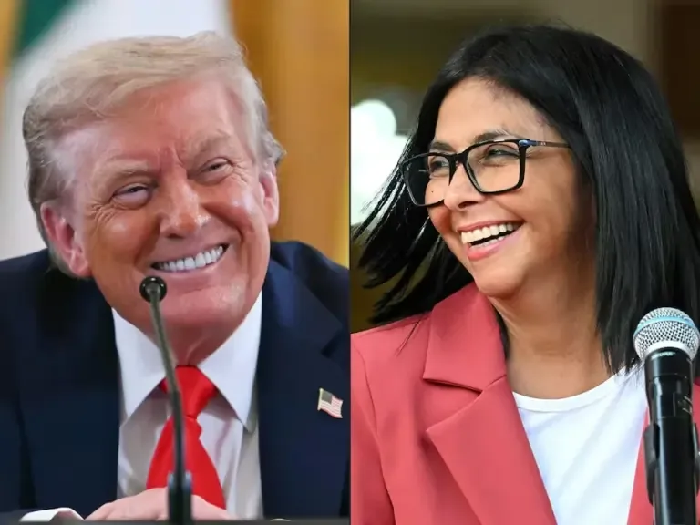 This combination of images shows United States President Donald Trump and Venezuela's interim president, Delcy Rodríguez. (Photos by ANDREW CABALLERO-REYNOLDS and Federico PARRA / AFP).