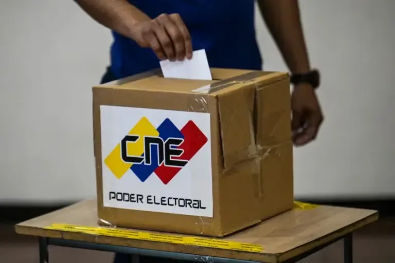 A man casts his vote at a polling station during municipal elections in Caracas, on July 27, 2025. (Juan BARRETO / AFP)