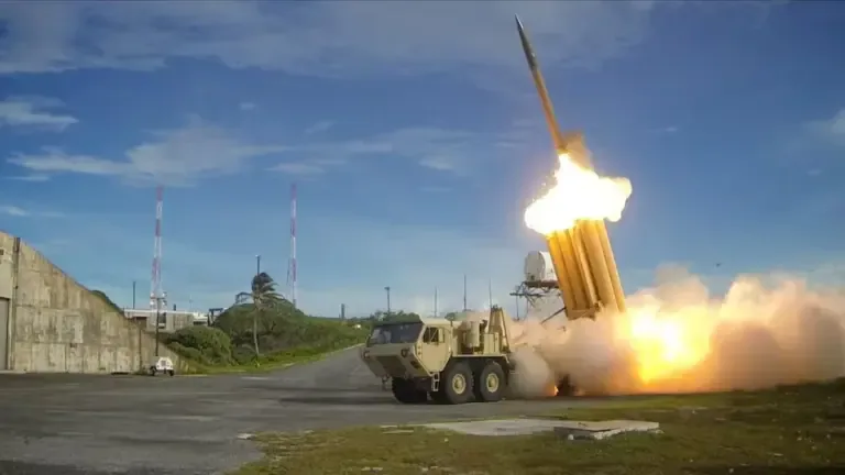 The U.S. THAAD system during a successful missile interception test. (Public Domain).