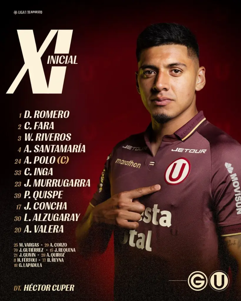 Once titular de Universitario.
