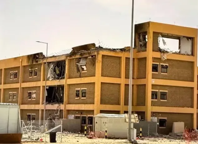 A building damaged by an Iranian attack at Camp Arifjan, Kuwait. (CBS News).